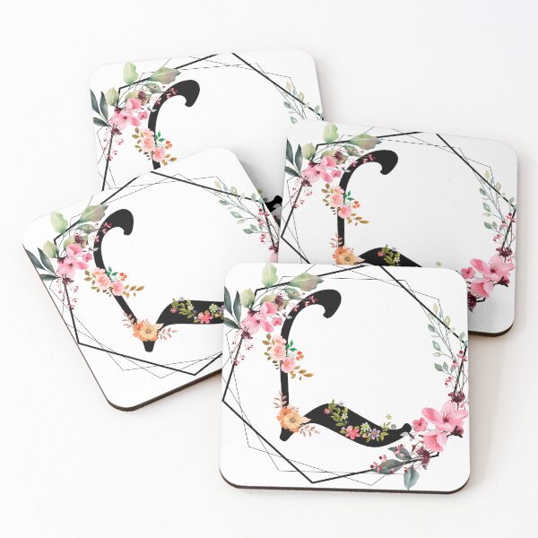 Item preview, L monogram flowers, watercolor designed and sold by OmikronStore.