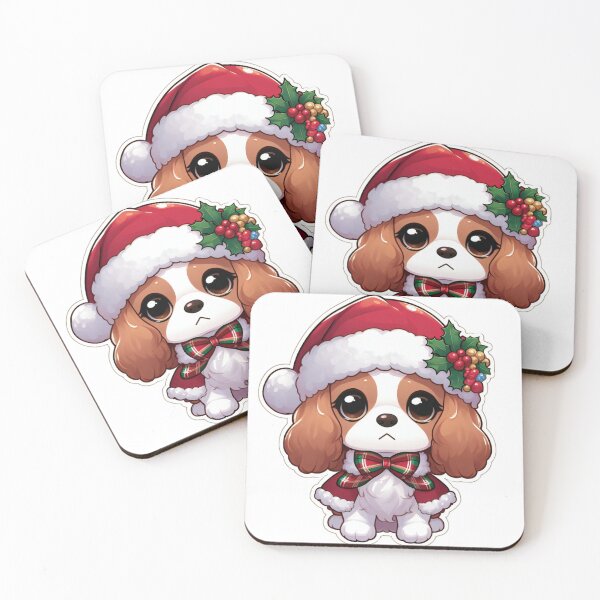 Item preview, Chibi Cavalier King Charles Spaniel in Christmas designed and sold by City0fDreams.