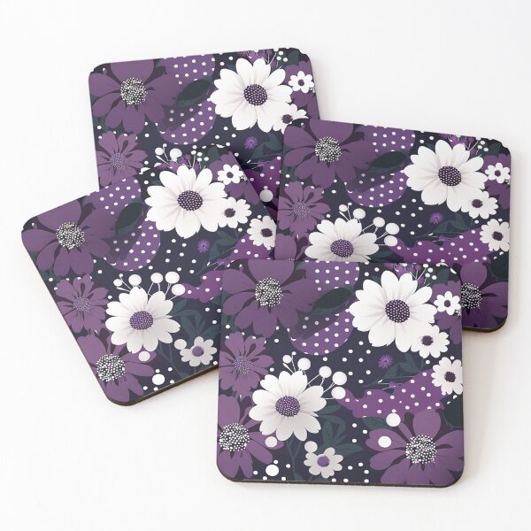 Item preview, Elegant Polka Dot Florals - Dark & Light Purple with White Design designed and sold by PaintbrushPlace.