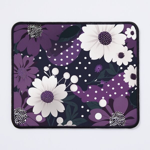 Item preview, Elegant Polka Dot Florals - Dark & Light Purple with White Design designed and sold by PaintbrushPlace.