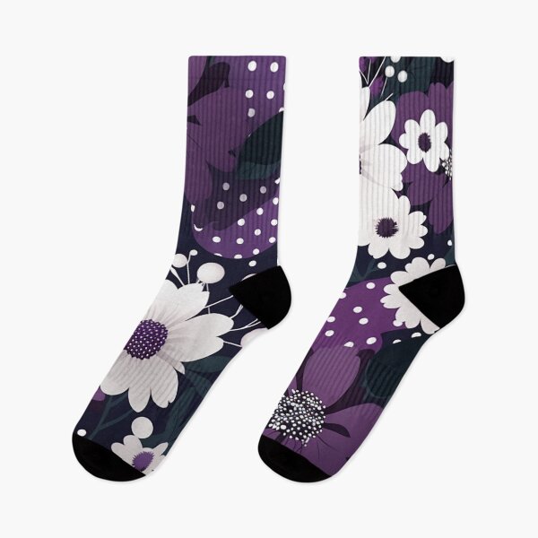 Item preview, Elegant Polka Dot Florals - Dark & Light Purple with White Design designed and sold by PaintbrushPlace.