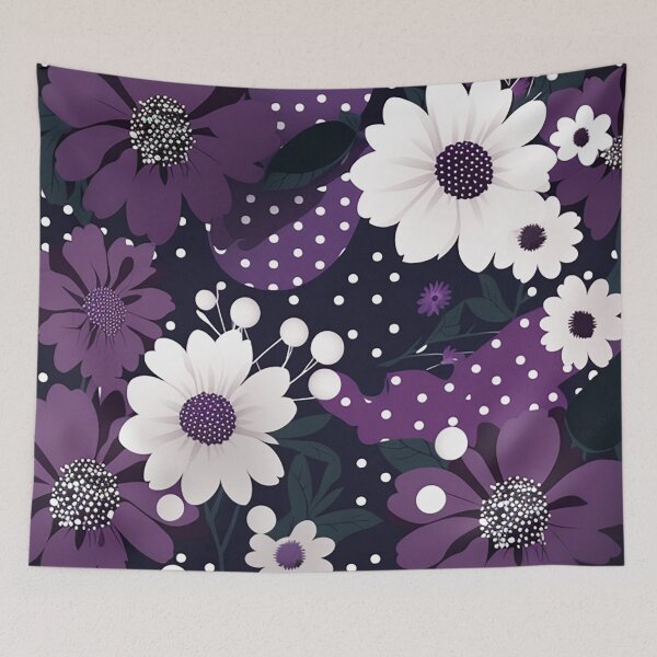 Item preview, Elegant Polka Dot Florals - Dark & Light Purple with White Design designed and sold by PaintbrushPlace.