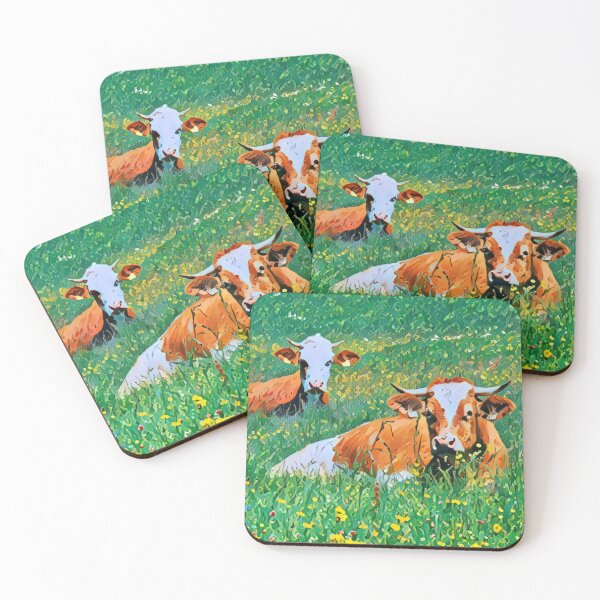 Item preview, Simmental Cows Laying On The Grass designed and sold by TheAnimalZ00.