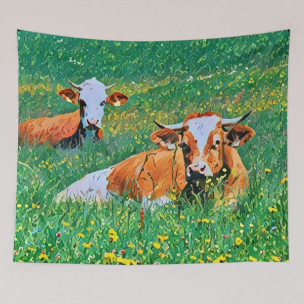 Item preview, Simmental Cows Laying On The Grass designed and sold by TheAnimalZ00.