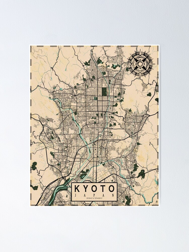 quot Kyoto City Map of Kansai Japan - Fposter,small,wall Texture,product,750x1000