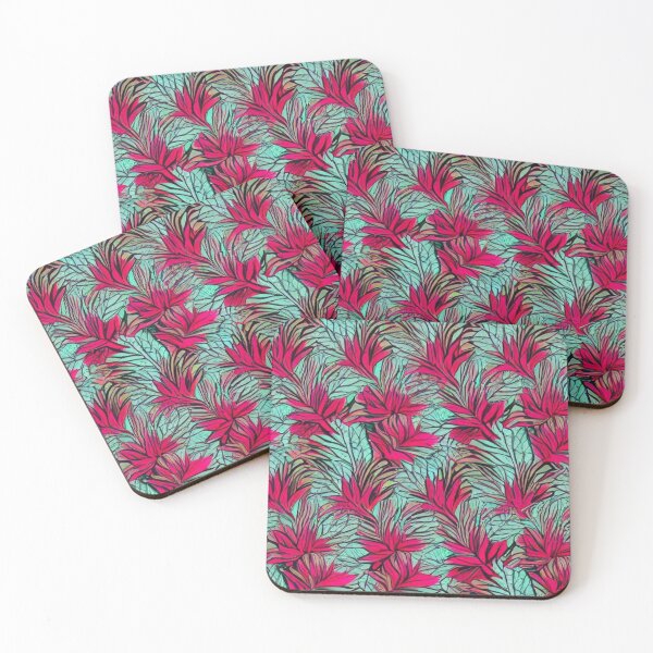 Item preview, Abstract Red Foliage on Blue designed and sold by calibrit.