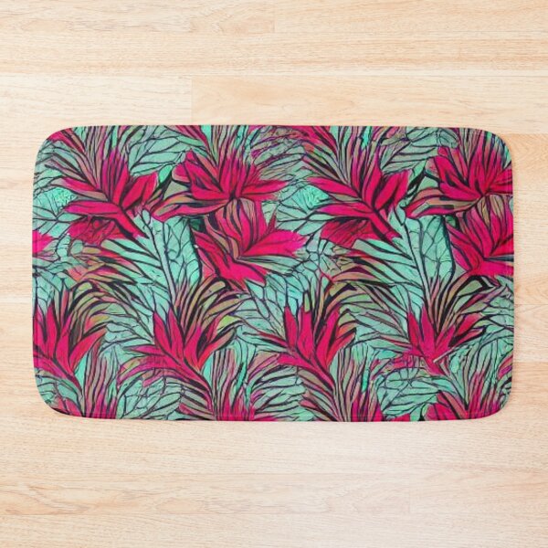 Item preview, Abstract Red Foliage on Blue designed and sold by calibrit.