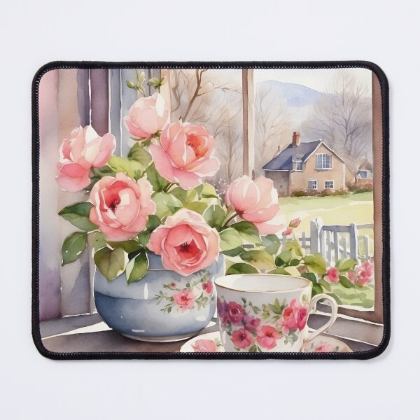 Item preview, English tea cup and flower pot on windowsill with sunlight. designed and sold by Jayjaynaenae.