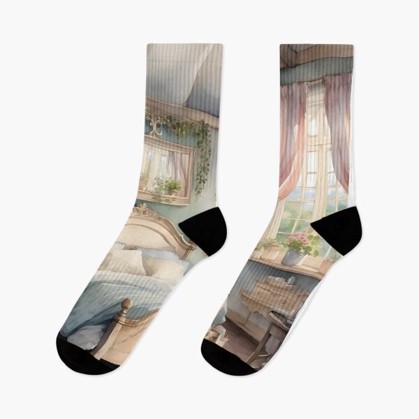 Item preview, Romance bedroom in English cottage house watercolor style designed and sold by Jayjaynaenae.