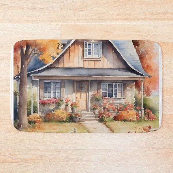 Aperçu de l'œuvre Maison de campagne anglaise en automne, style aquarelle créée et vendue par Jayjaynaenae.