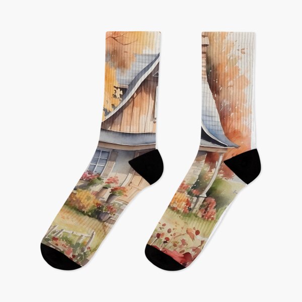 Item preview, English cottage house in Autumn, watercolor style designed and sold by Jayjaynaenae.