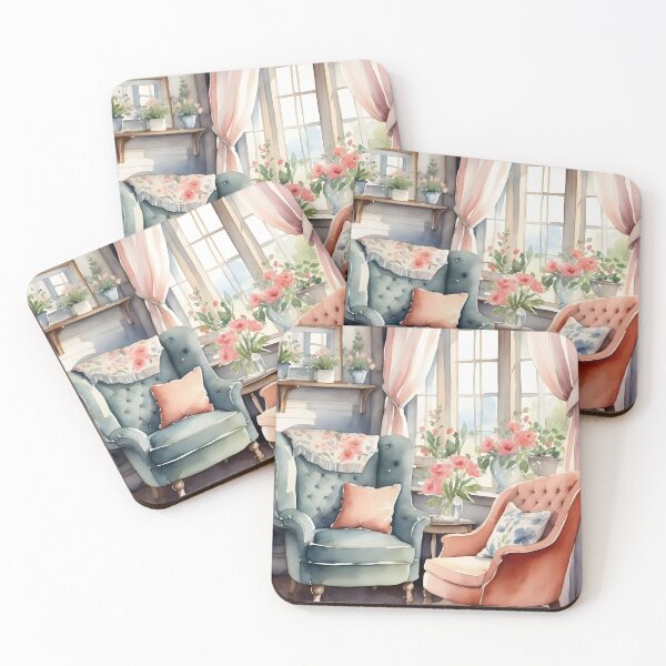 Item preview, Romance living room with fabric armchairs near windowsill, cottage style designed and sold by Jayjaynaenae.