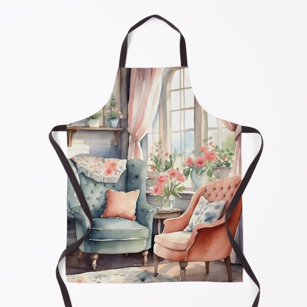 Aperçu de l'œuvre Salon romantique avec fauteuils en tissu près du rebord de la fenêtre, style cottage créée et vendue par Jayjaynaenae.