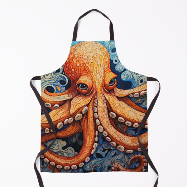 Item preview, Octopus in Orange designed and sold by Hawk Lake Art.