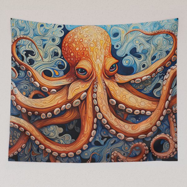 Item preview, Octopus in Orange designed and sold by Hawk Lake Art.