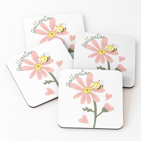 Item preview, Pollinator pink flower and bee designed and sold by DesignByRoseCo.