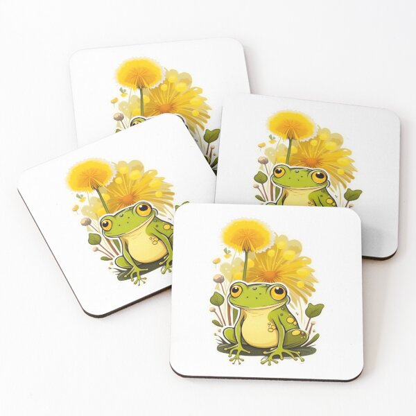 Item preview, Happy dandelion flower with frog designed and sold by KorArtStudio.