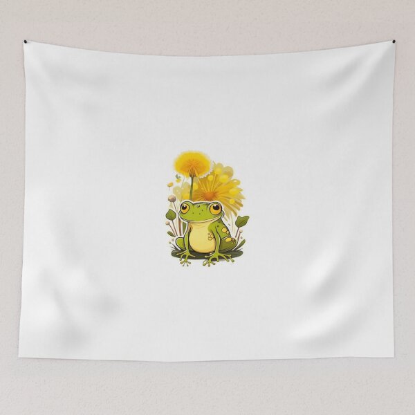 Item preview, Happy dandelion flower with frog designed and sold by KorArtStudio.