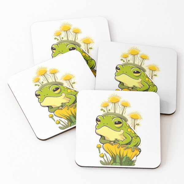 Item preview, Cute happy dandelion flower with frog designed and sold by KorArtStudio.