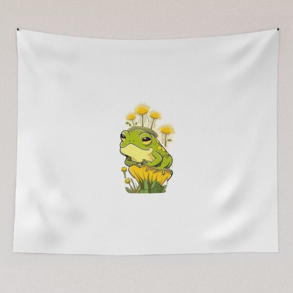 Item preview, Cute happy dandelion flower with frog designed and sold by KorArtStudio.