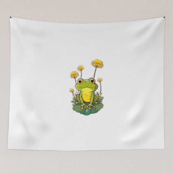 Item preview, Cool happy dandelion flower with frog designed and sold by KorArtStudio.