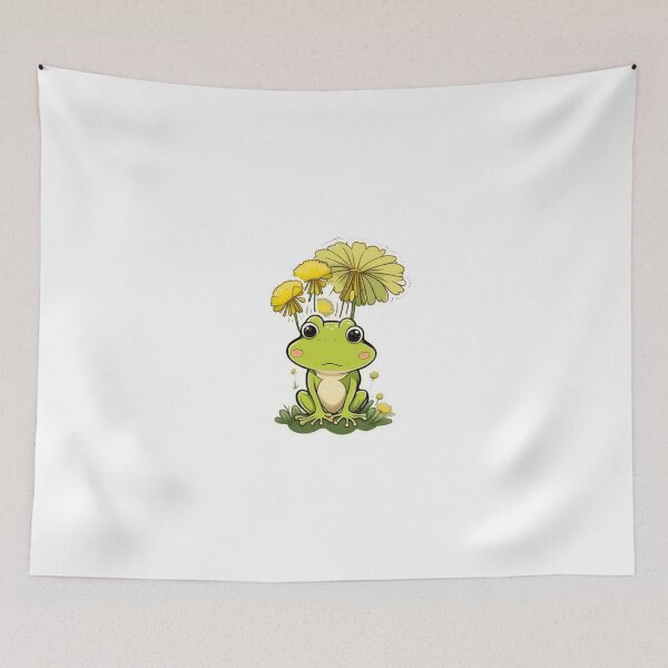 Item preview, Cute dandelion flower with green frog designed and sold by KorArtStudio.