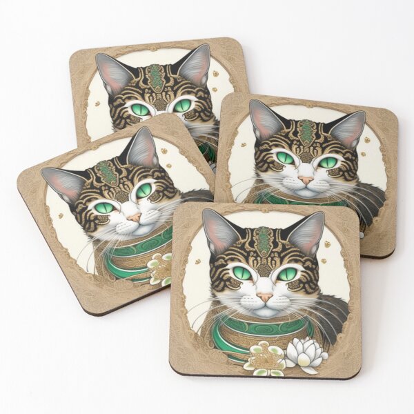 Item preview, Elegant striped white cat designed and sold by Roxburylane.
