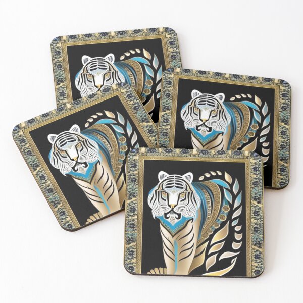 Item preview, Metallic gold striped tiger designed and sold by Roxburylane.