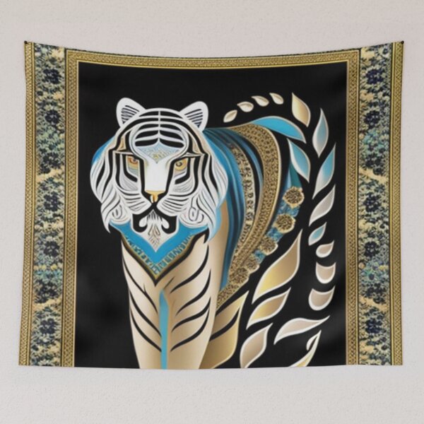 Item preview, Metallic gold striped tiger designed and sold by Roxburylane.