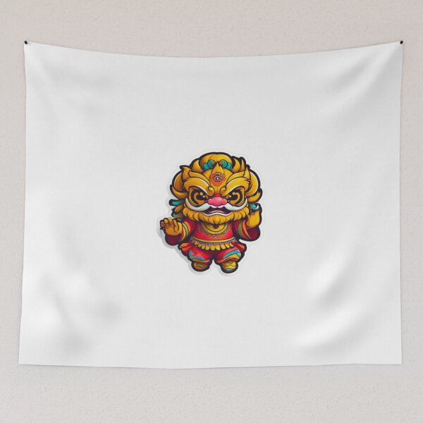 Item preview, Yellow lion dance designed and sold by KorArtStudio.