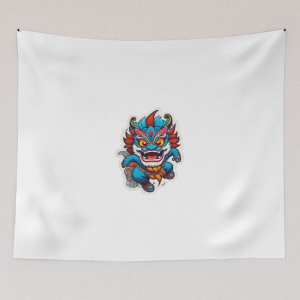 Item preview, Blue lion dance designed and sold by KorArtStudio.