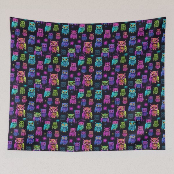 Item preview, Multicolor Owls in Christmas Night magic  On Christmas eve party designed and sold by BotunPeony.
