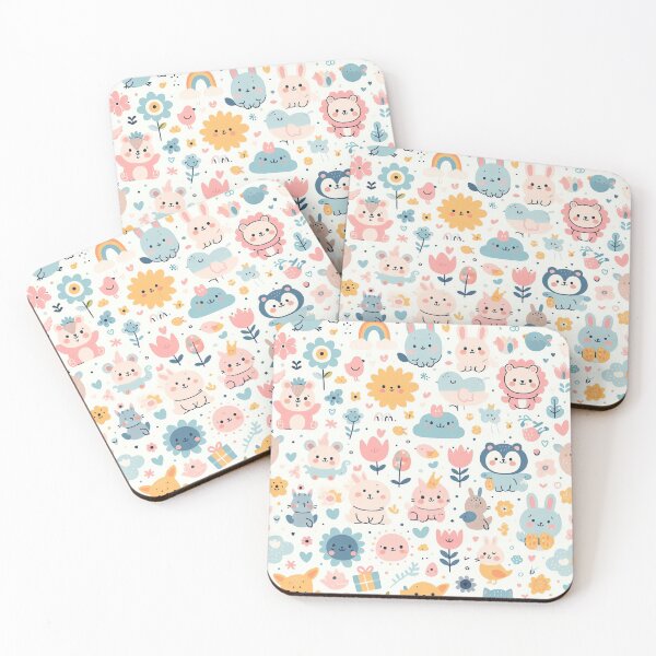 Item preview, Floral pattern with animal cartoon cute party. designed and sold by pigxel cyber.