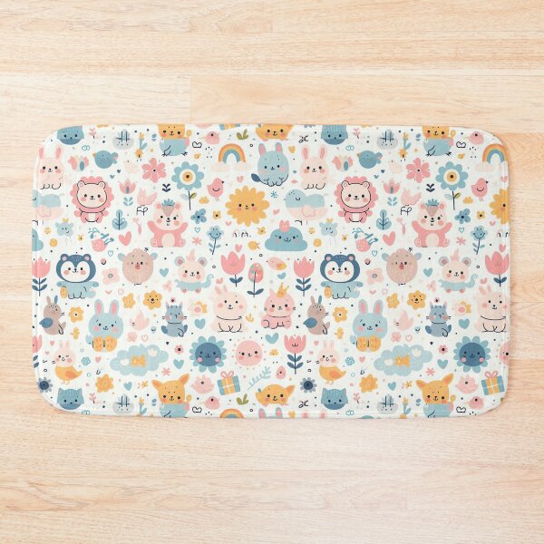 Item preview, Floral pattern with animal cartoon cute party. designed and sold by pigxel cyber.