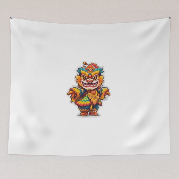 Item preview, Yellow lion dance festival designed and sold by KorArtStudio.