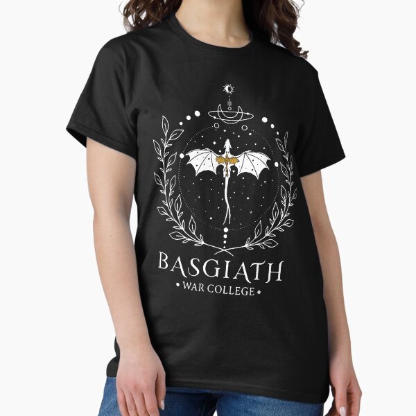 Vista previa del artículo con la obra «Camiseta de Yarros con dragones románticos de dos caras Basgiath del cuarto ala», diseñado y vendido por FalliesBlink.