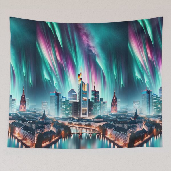 Item preview, Frankfurt Skyline Northern Lights designed and sold by Places On Earth.