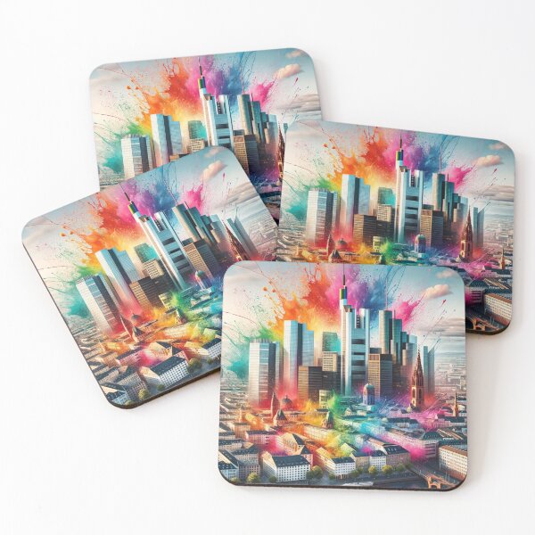 Item preview, Frankfurt Skyline rainbow colors designed and sold by Places On Earth.