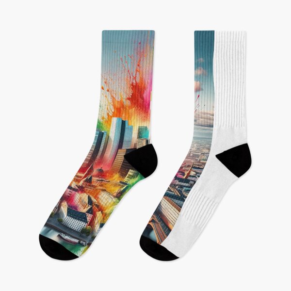 Item preview, Frankfurt Skyline rainbow colors designed and sold by Places On Earth.