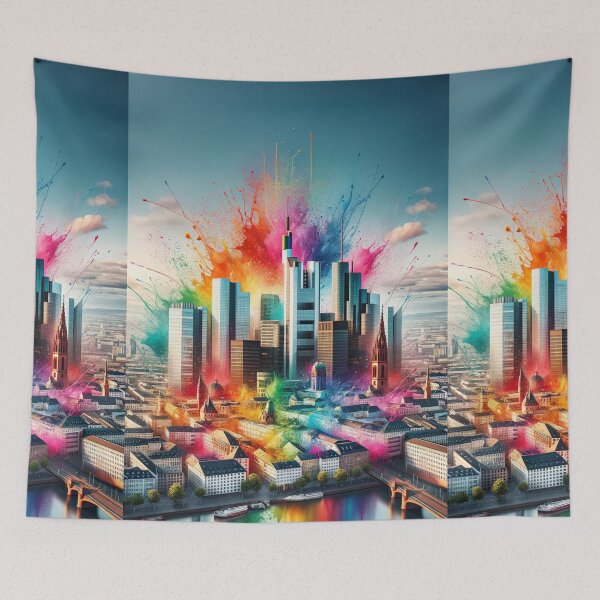 Item preview, Frankfurt Skyline rainbow colors designed and sold by Places On Earth.