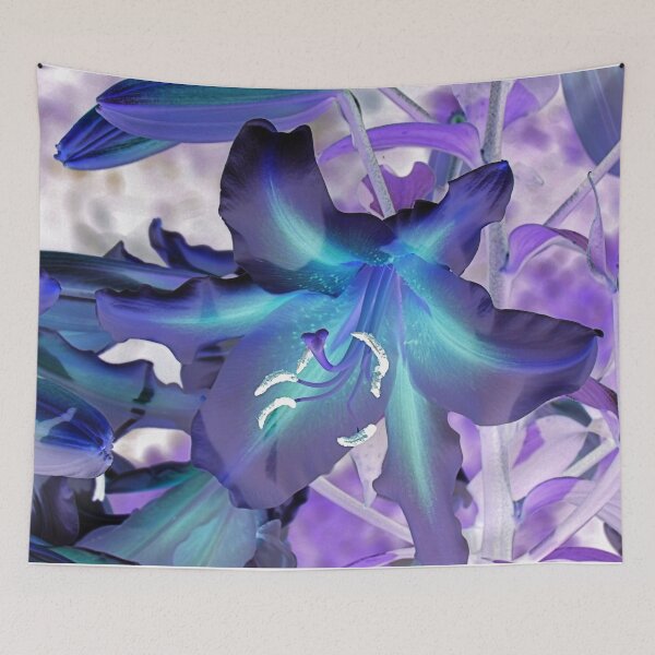 Item preview, Contemporary Teal Aqua Lilac Lily Flower Art A120 designed and sold by byNicol.