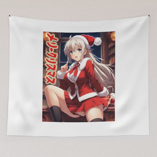 Item preview, School Girl as Santa Claus; Japanese Anime; designed and sold by StickerApe.