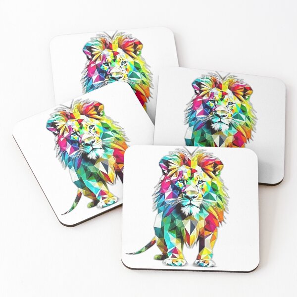 Item preview, Colourful Majestic Lion Geometric Shaped Artwork designed and sold by Geonimalia.