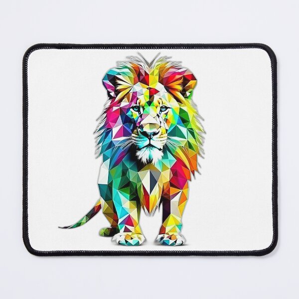 Item preview, Colourful Majestic Lion Geometric Shaped Artwork designed and sold by Geonimalia.