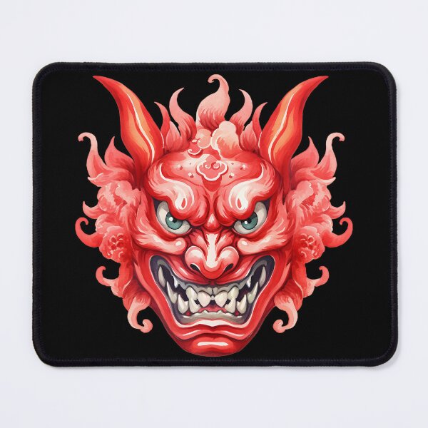 Item preview, Red Traditional Oni Mask Watercolor Painting | Japanese Demon Art designed and sold by Eh Plus Designs.