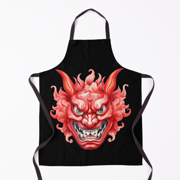 Aperçu de l'œuvre Peinture à l’aquarelle de masque oni traditionnel rouge | Art démoniaque japonais créée et vendue par Eh Plus Designs.