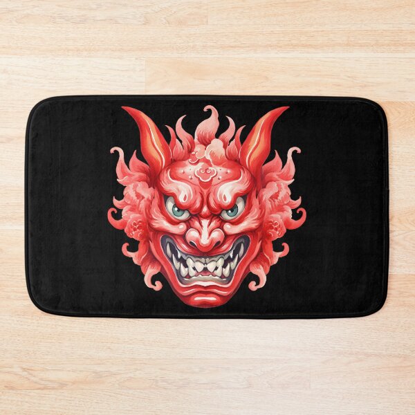 Item preview, Red Traditional Oni Mask Watercolor Painting | Japanese Demon Art designed and sold by Eh Plus Designs.