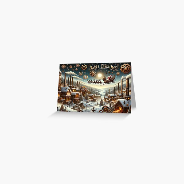 Merry Christmas Steampunk Style Greeting Card