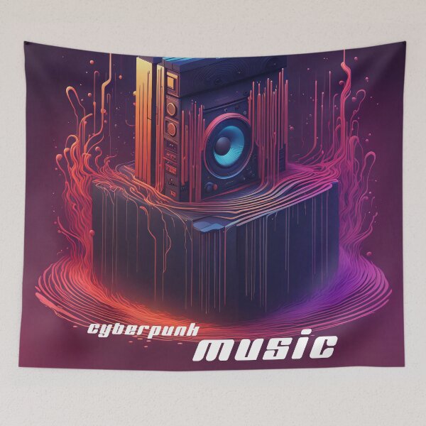 Item preview, Modern music box, futuristic, cyberpunk, font: Cyberpunk Music designed and sold by Salimgor Hangaround Music.