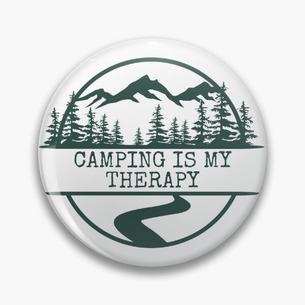 Item preview, Camping is my therapy, wilderness mountain scenery in green and white  designed and sold by PellSilversmith.